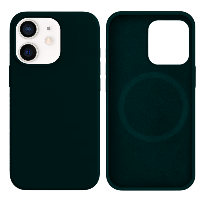 LindeCovers iPhone 12 Mini Silikonecover - MagSafe Kompatibel 49 Green Black