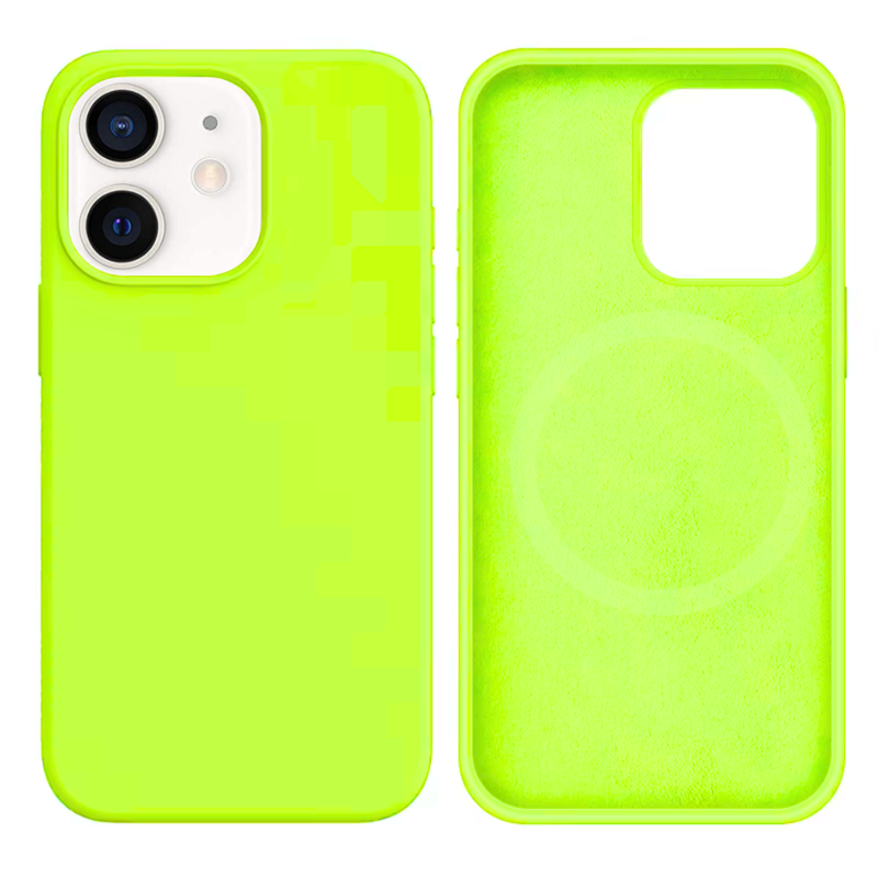 LindeCovers iPhone 12 Mini Silikonecover - MagSafe Kompatibel 60 Fluorescent Green