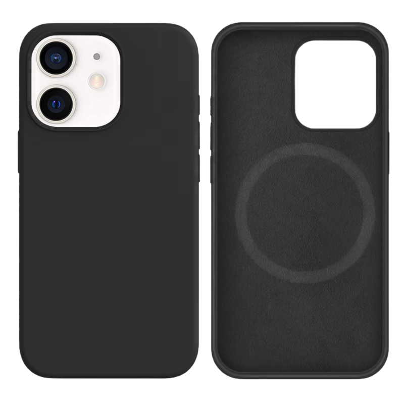 LindeCovers iPhone 12 Mini Silikonecover - MagSafe Kompatibel 15 Charcoal Gray Black