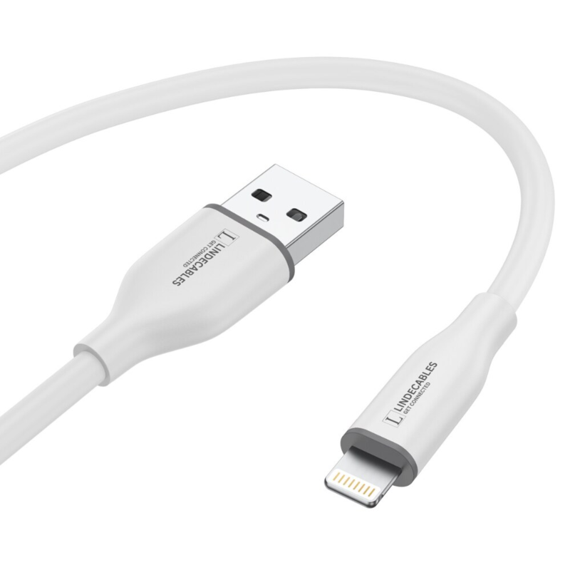 LindeCables USB-A 2.0 til Lightning Silikonekabel 12W - 1.2 m Hvid