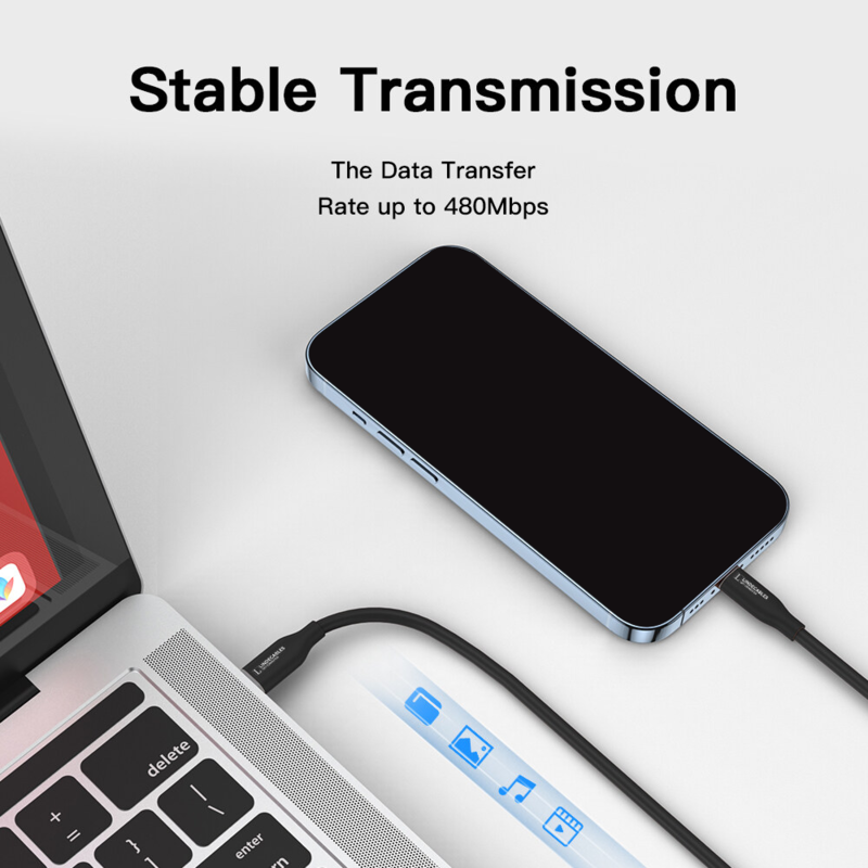 LindeCables USB-C 2.0 til Lightning Silikonekabel 27W - 2 m