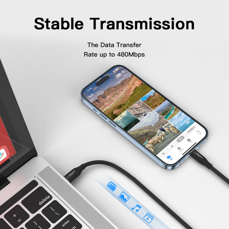LindeCables USB-A 2.0 til USB-C Silikonekabel 12W - 2 m