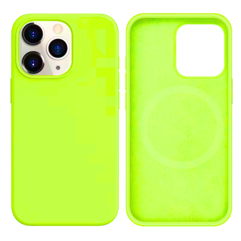 LindeCovers iPhone 13 Pro Silikonecover - MagSafe Kompatibel 60 Fluorescent Green