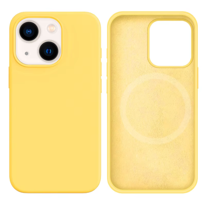 LindeCovers iPhone 13 Mini Silikonecover - MagSafe Kompatibel 4 Yellow