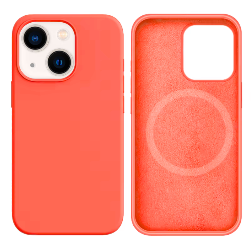 LindeCovers iPhone 13 Mini Silikonecover - MagSafe Kompatibel 65 Pink Orange