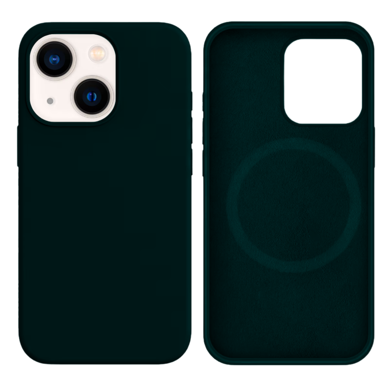 LindeCovers iPhone 13 Mini Silikonecover - MagSafe Kompatibel 49 Green Black
