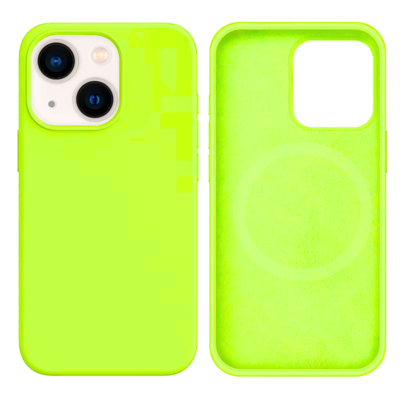 LindeCovers iPhone 13 Mini Silikonecover - MagSafe Kompatibel 60 Fluorescent Green