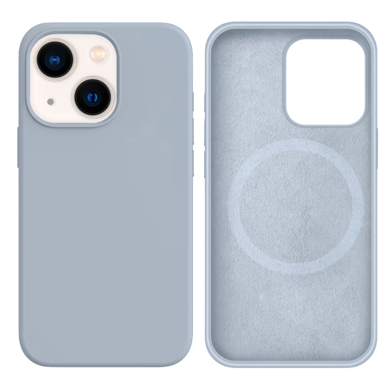 LindeCovers iPhone 13 Mini Silikonecover - MagSafe Kompatibel 26 Blue Gray