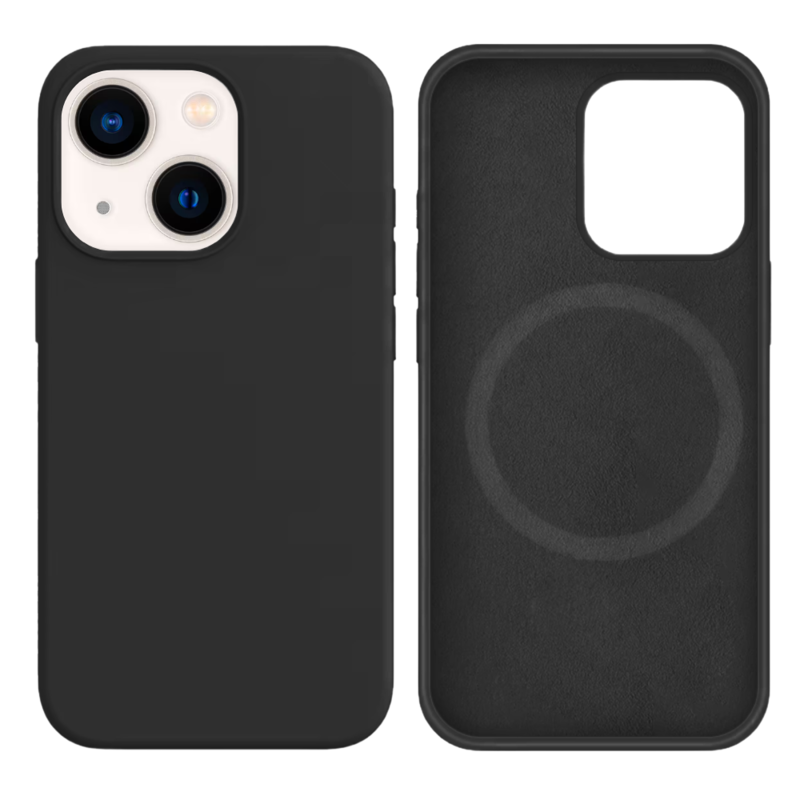 LindeCovers iPhone 13 Mini Silikonecover - MagSafe Kompatibel 15 Charcoal Gray Black