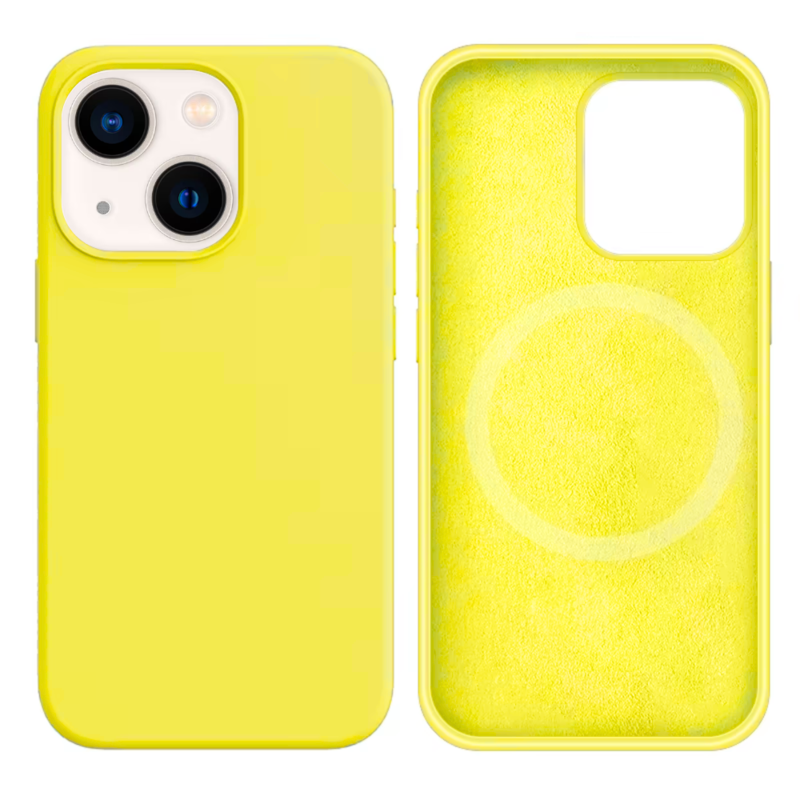 LindeCovers iPhone 13 Mini Silikonecover - MagSafe Kompatibel 32 Shiny Yellow