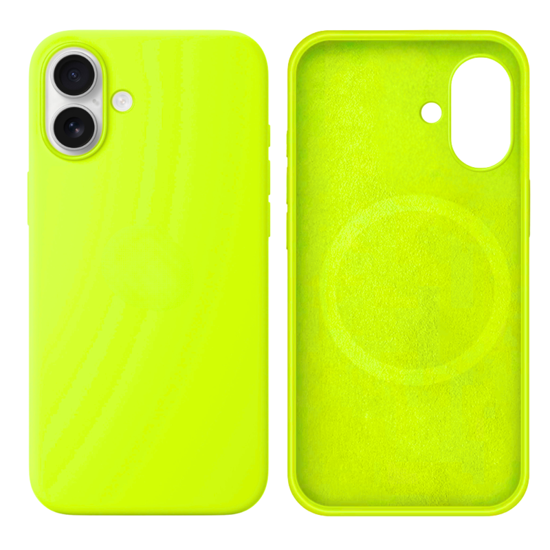 LindeCovers iPhone 16 Silikonecover - MagSafe Kompatibel 60 Fluorescent Green