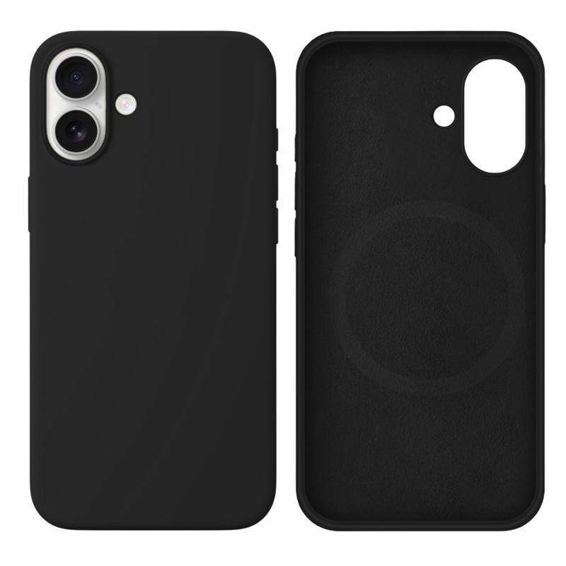 LindeCovers iPhone 16 Silikonecover - MagSafe Kompatibel 15 Charcoal Gray Black