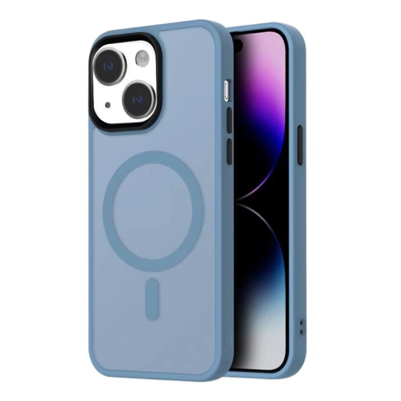 LindeCovers iPhone 14 Transparent Cover - MagSafe Kompatibel 03 Sierra Blue