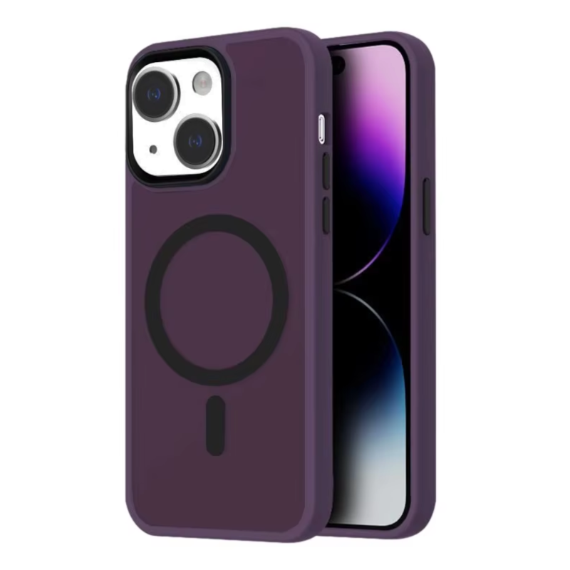 LindeCovers iPhone 15 Transparent Cover - MagSafe Kompatibel 06 Dark Purple