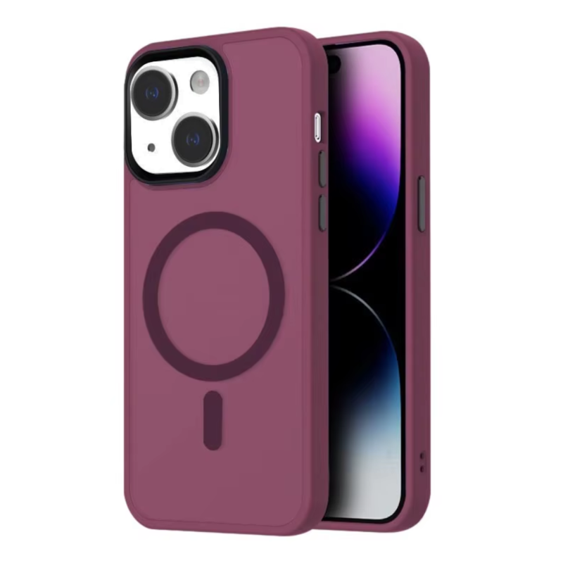 LindeCovers iPhone 15 Transparent Cover - MagSafe Kompatibel 10 Plum Red