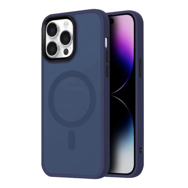 LindeCovers iPhone 15 Pro Max Transparent Cover - MagSafe Kompatibel 07 Dark Blue