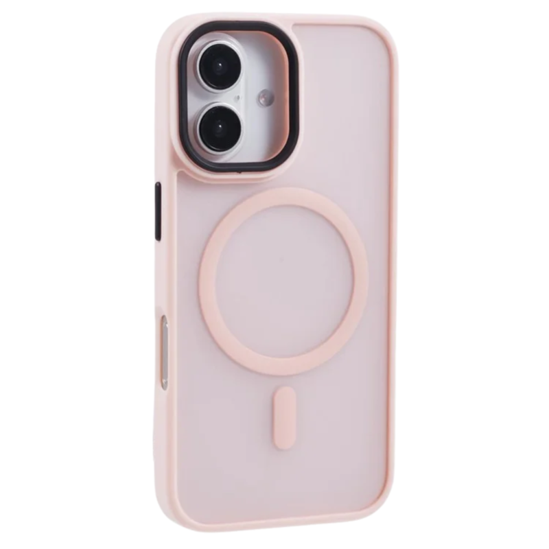 LindeCovers iPhone 16 Transparent Cover - MagSafe Kompatibel 02 Pink