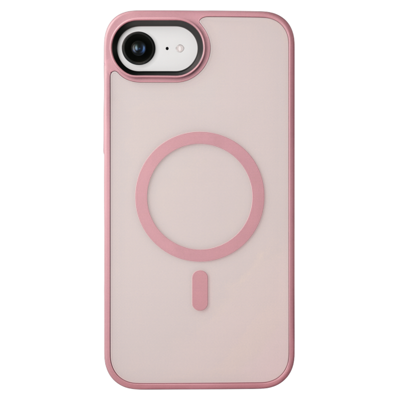 LindeCovers iPhone 16e Transparent Cover - MagSafe Kompatibel 02 Pink