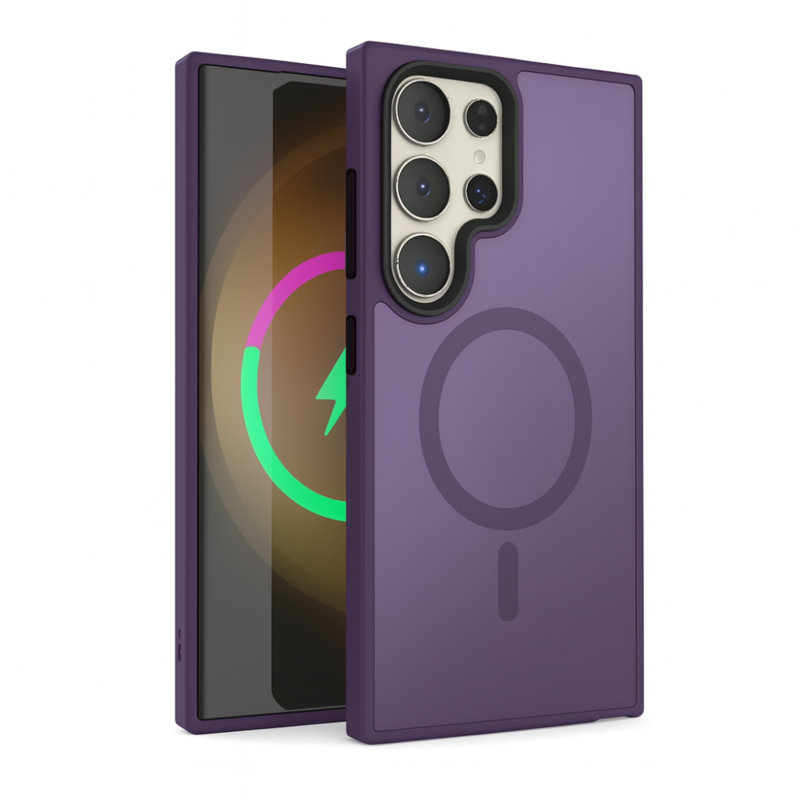 LindeCovers Samsung Galaxy S24 Ultra Transparent Cover – MagSafe Kompatibel 02 Dark Purple