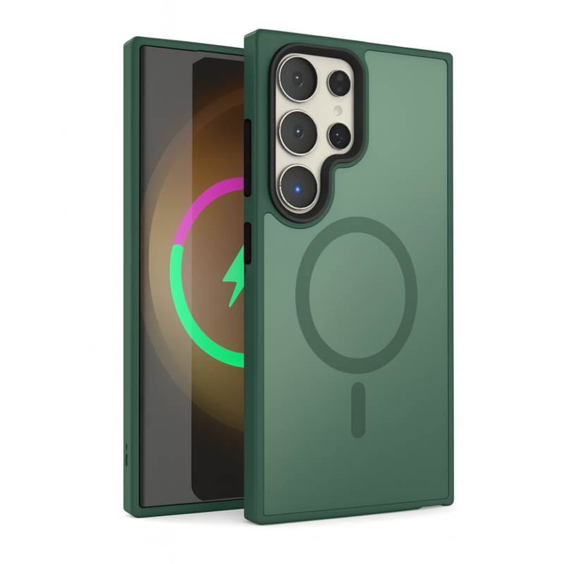 LindeCovers Samsung Galaxy S24 Ultra Transparent Cover – MagSafe Kompatibel 03 Alpine Green