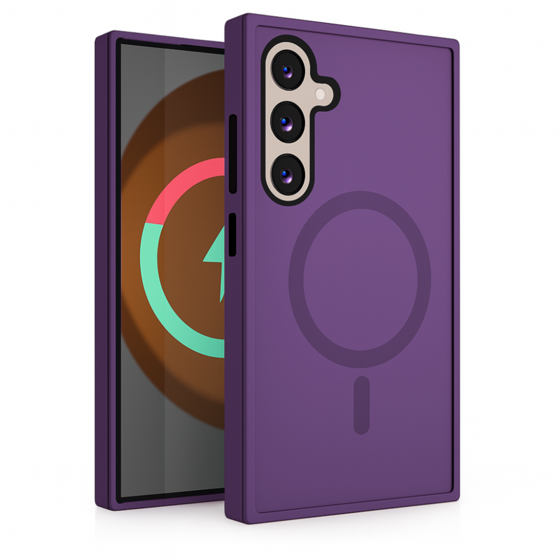 LindeCovers Samsung Galaxy S25 Plus Transparent Cover – MagSafe Kompatibel 02 Dark Purple
