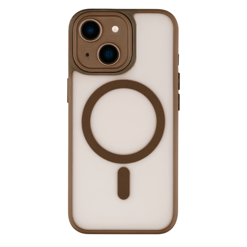 LindeCovers iPhone 15 Premium Transparent Cover - MagSafe Kompatibel 01 Dessert Gold
