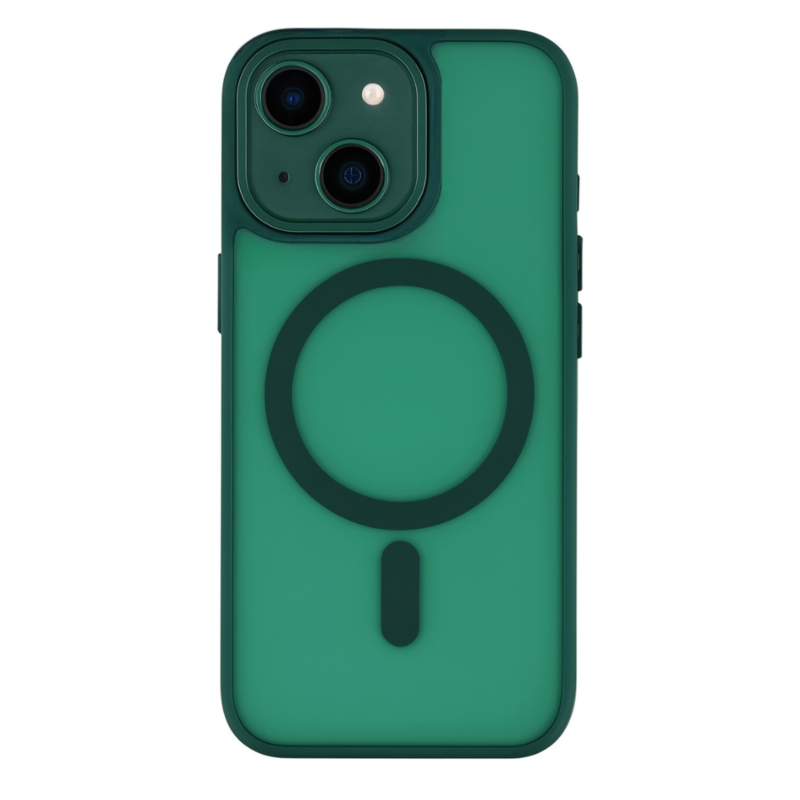 LindeCovers iPhone 15 Premium Transparent Cover - MagSafe Kompatibel 09 Alpine Green