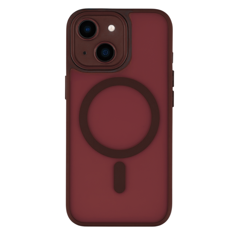 LindeCovers iPhone 15 Premium Transparent Cover - MagSafe Kompatibel 10 Plum Red