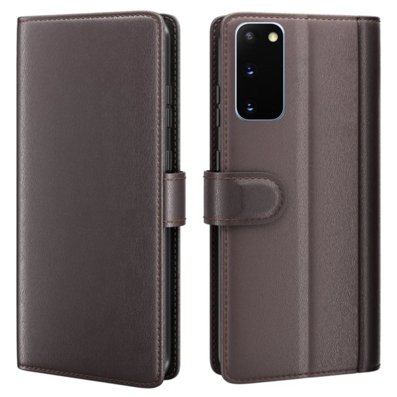 LindeCovers Samsung Galaxy S20 – Ægte Læder Flip Cover m. Flap Red Brown