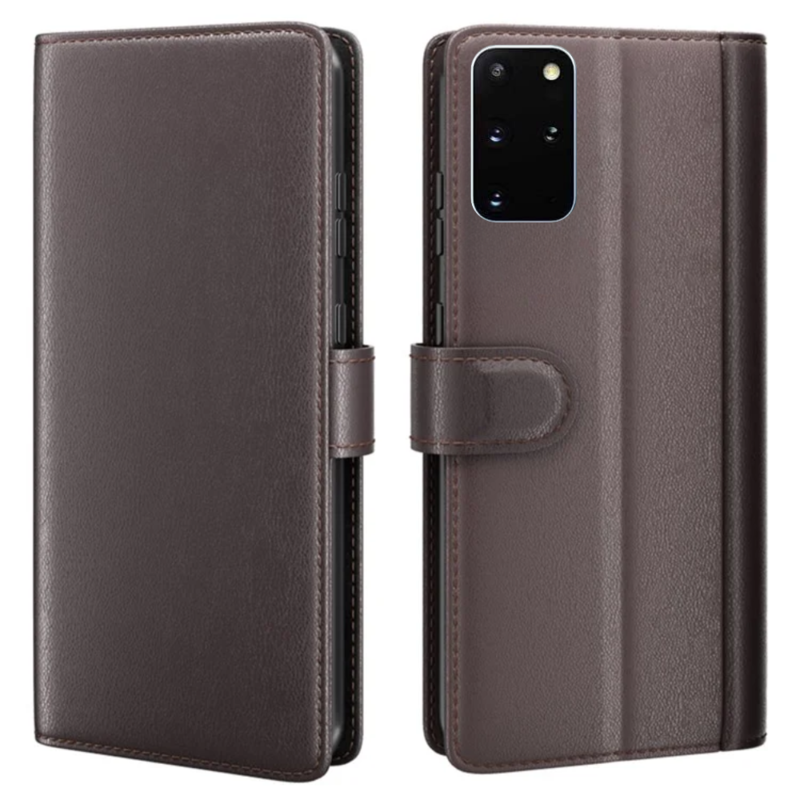 LindeCovers Samsung Galaxy S20 Plus – Ægte Læder Flip Cover m. Flap Red Brown