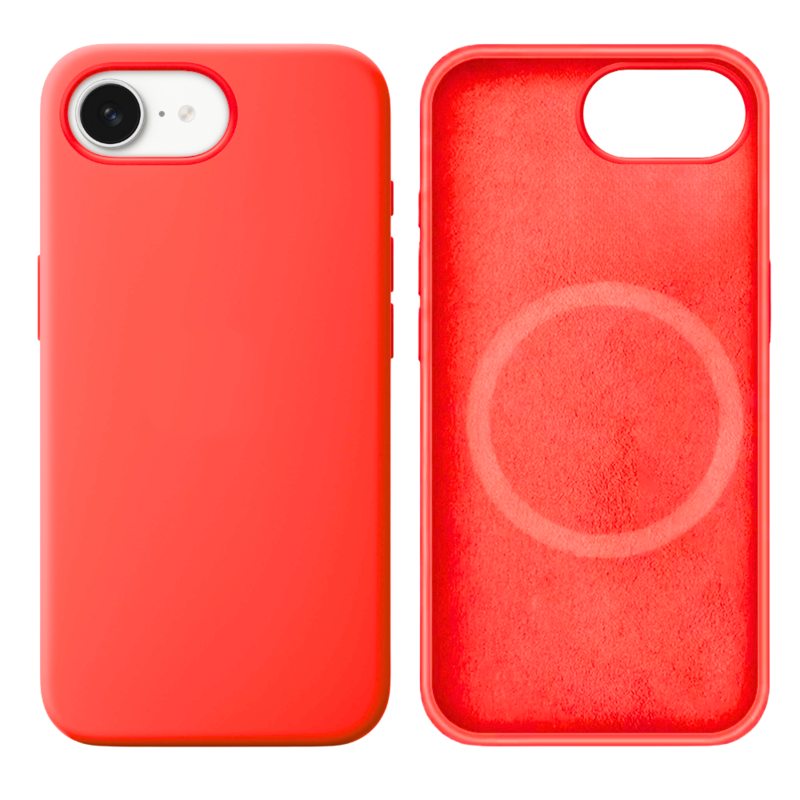 LindeCovers iPhone 16e Silikonecover - MagSafe Kompatibel 65 Pink Orange
