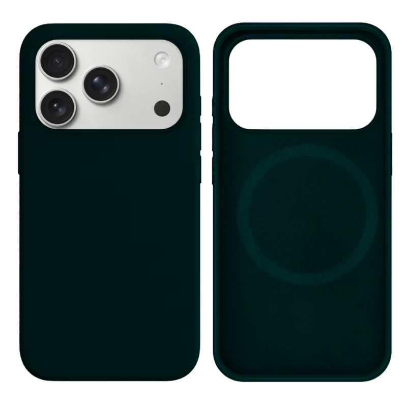 LindeCovers iPhone 17 Pro Silikonecover - MagSafe Kompatibel 49 Green Black
