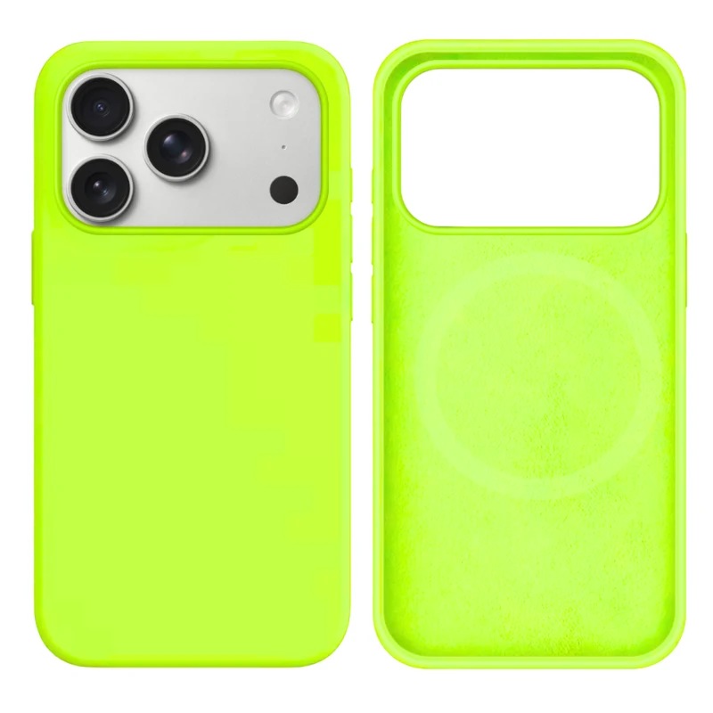 LindeCovers iPhone 17 Pro Silikonecover - MagSafe Kompatibel 60 Fluorescent Green