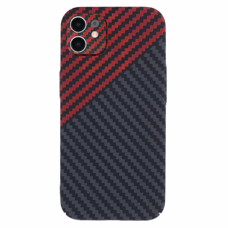 LindeCovers iPhone 12 Carbon Cover 03 Red/Black