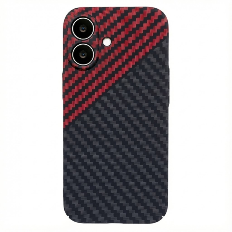 LindeCovers iPhone 16 Plus Carbon Cover 03 Red/Black