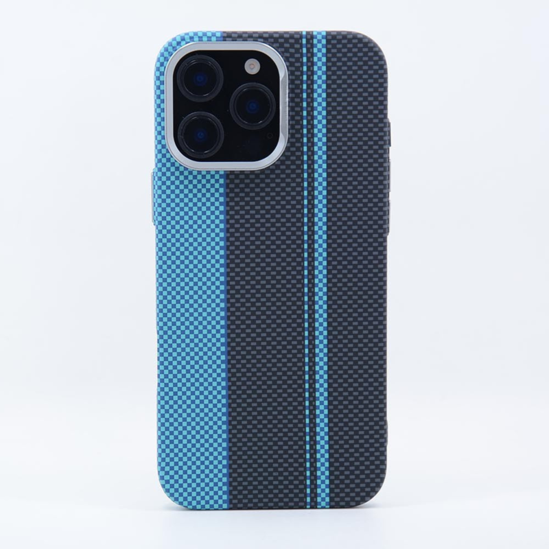 LindeCovers iPhone 13 Pro Max Carbon Cover - MagSafe Kompatibel 03 Blue/Black