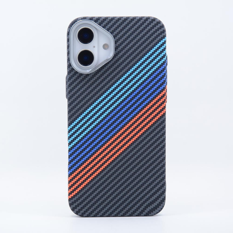 LindeCovers iPhone 16 Carbon Cover - MagSafe Kompatibel 04 Colorful Stripes
