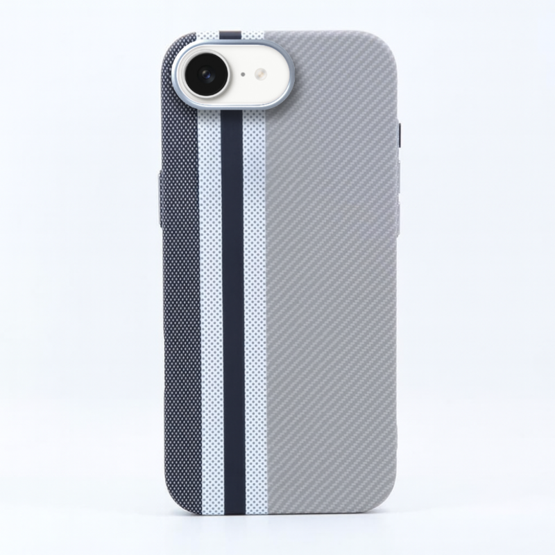 LindeCovers iPhone 16e Carbon Cover - MagSafe Kompatibel 05 Grey Stripes LindeCovers iPhone 16e Carbon Cover - MagSafe Kompatibel 05 Grey Stripes