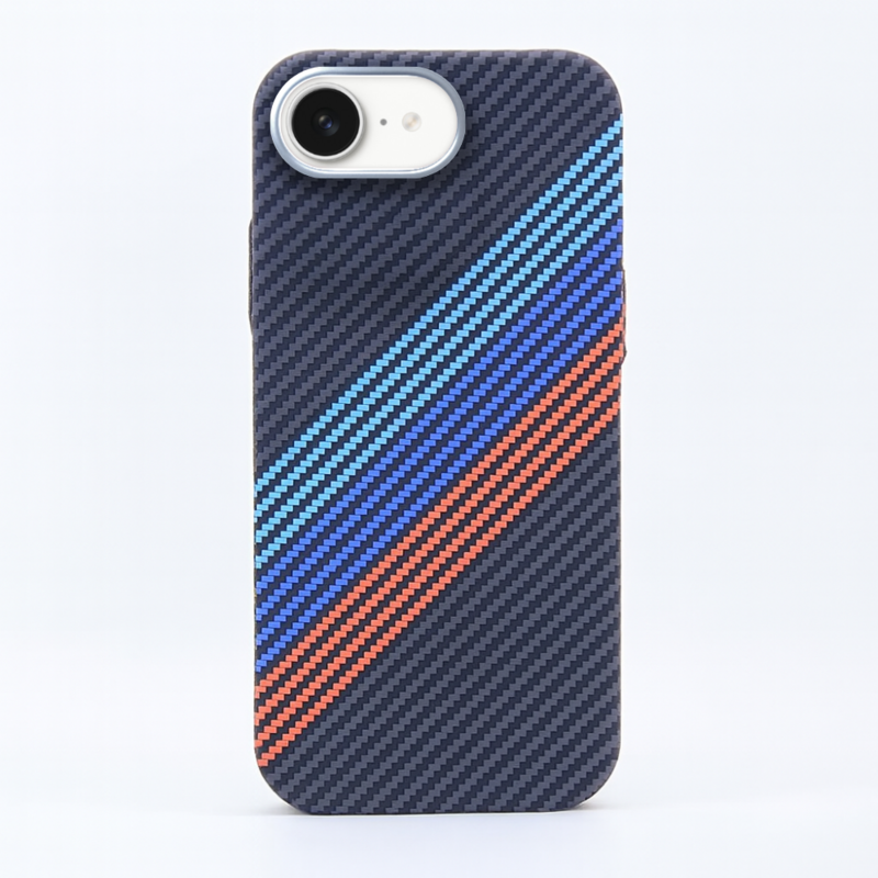 LindeCovers iPhone 16e Carbon Cover - MagSafe Kompatibel 04 Colorful Stripes LindeCovers iPhone 16e Carbon Cover - MagSafe Kompatibel 04 Colorful Stripes