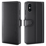 LindeCovers iPhone X – Ægte Læder Flip Cover m. Flap Black