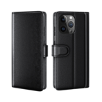LindeCovers iPhone 11 Pro - Rigtig Læder Flip Cover M. Flap Black