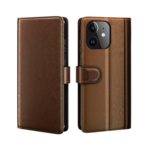 LindeCovers iPhone 12 Mini – Ægte Læder Flip Cover m. Flap Brown