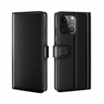 LindeCovers iPhone 13 Mini – Ægte Læder Flip Cover m. Flap Black