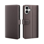 LindeCovers iPhone 16 – Ægte Læder Flip Cover m. Flap Red Brown
