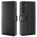 LindeCovers Samsung Galaxy S22 – Ægte Læder Flip Cover m. Flap Black