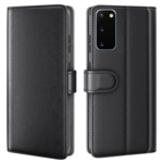 LindeCovers Samsung Galaxy S20 – Ægte Læder Flip Cover m. Flap Black