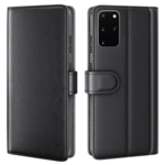 LindeCovers Samsung Galaxy S20 Plus – Ægte Læder Flip Cover m. Flap Black