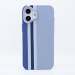 LindeCovers iPhone 16 Carbon Cover - MagSafe Kompatibel 06 Blue Stripes