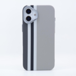 LindeCovers iPhone 16 Carbon Cover - MagSafe Kompatibel 05 Grey Stripes